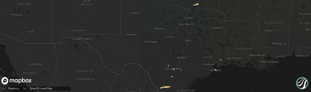 Hail map in Texas on March 8, 2026