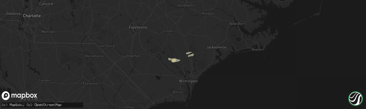 Hail map in Willard, NC on March 8, 2026