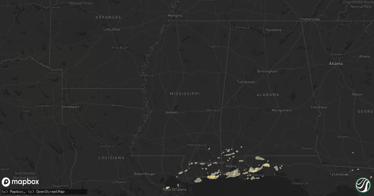 Hail map in Mississippi on March 9, 2011