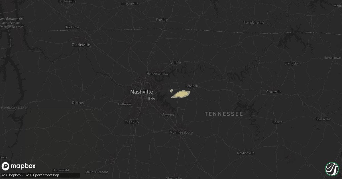 Hail map in Mount Juliet, TN on March 9, 2011