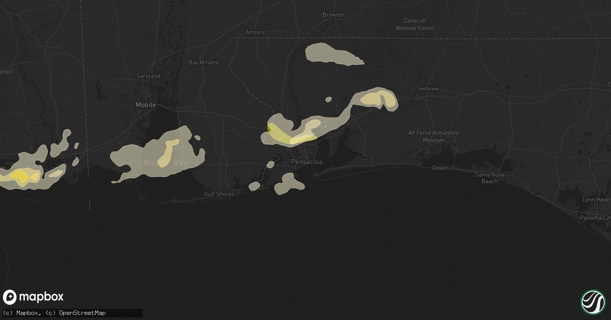 Hail map in Pensacola, FL on March 9, 2011