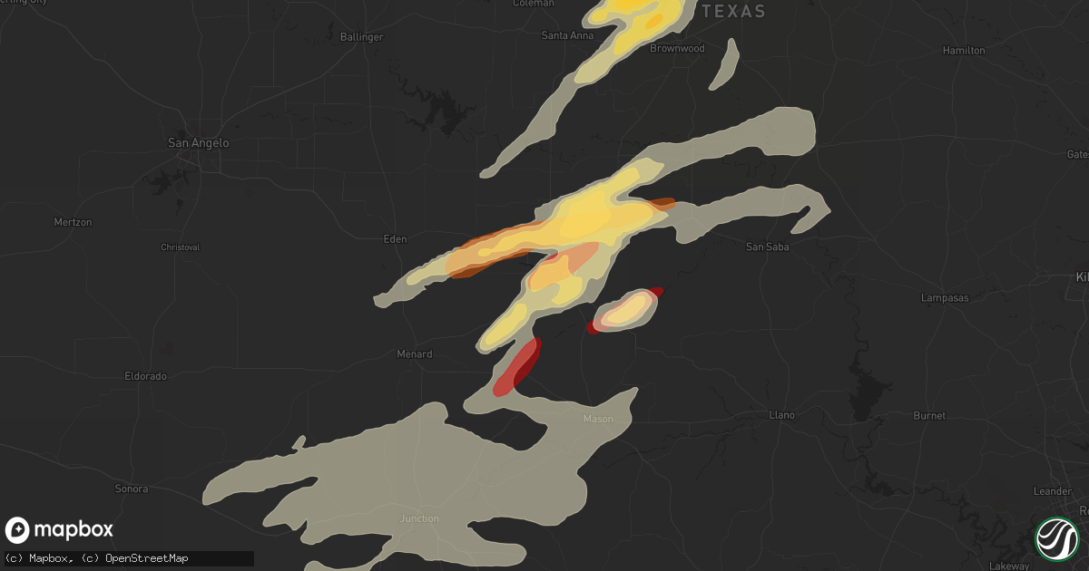 Hail map in Brady, TX on March 9, 2013