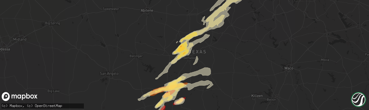 Hail map in Brownwood, TX on March 9, 2013