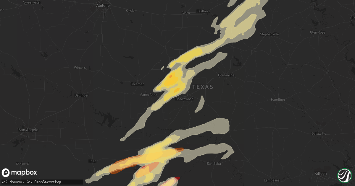 Hail map in Brownwood, TX on March 9, 2013