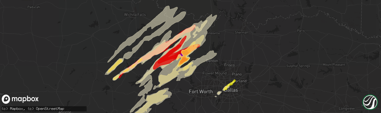 Hail map in Decatur, TX on March 9, 2013