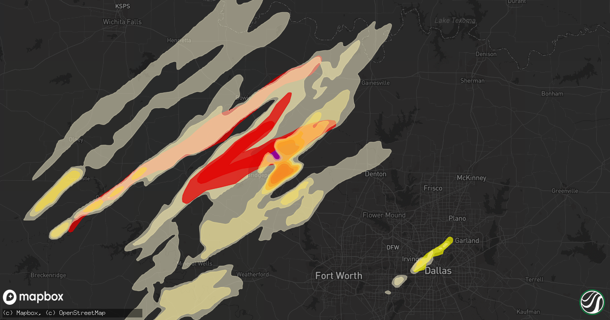 Hail map in Decatur, TX on March 9, 2013