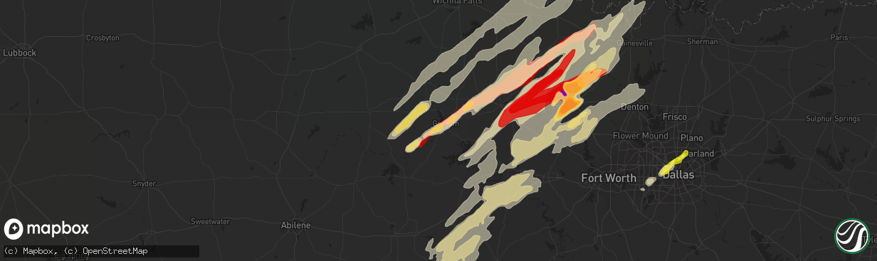 Hail map in Graham, TX on March 9, 2013