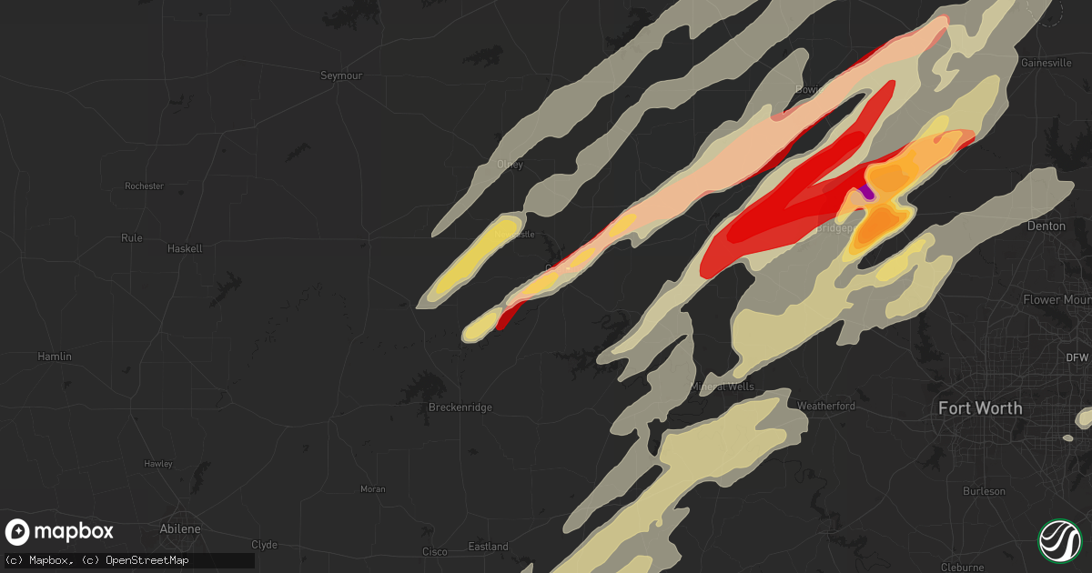 Hail map in Graham, TX on March 9, 2013
