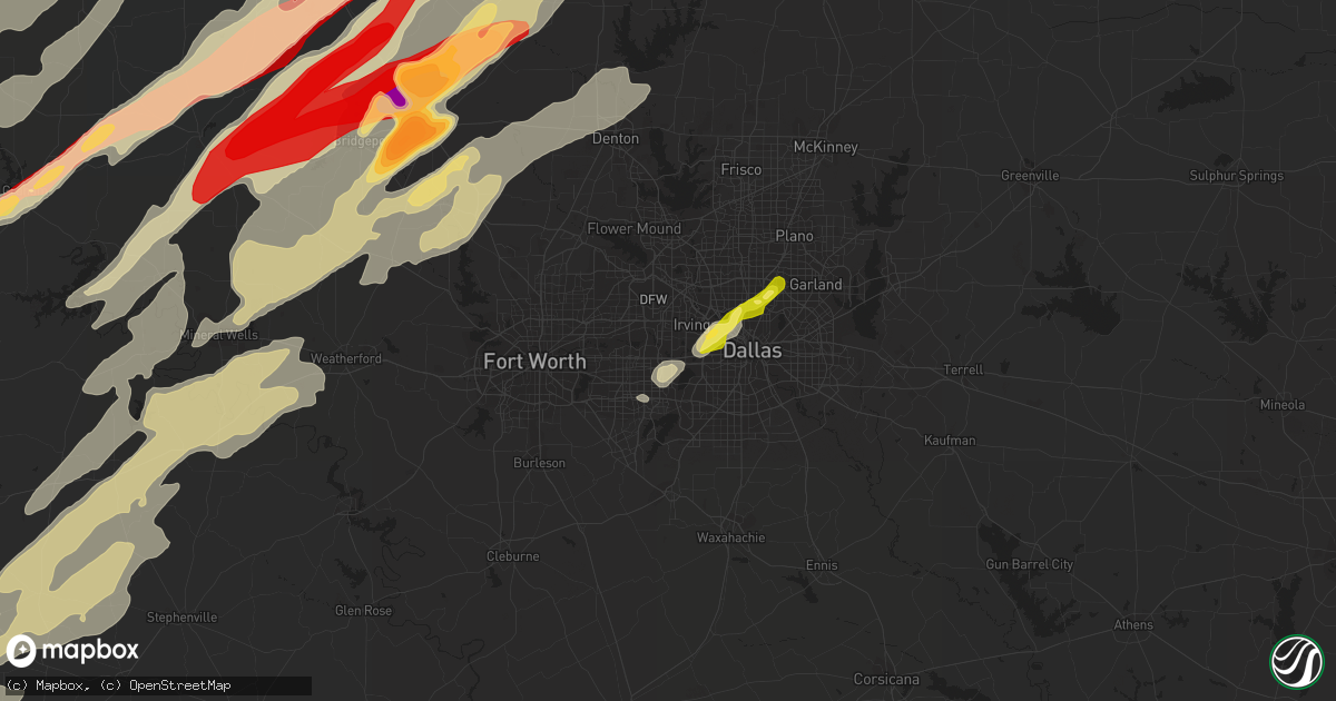 Hail map in Grand Prairie, TX on March 9, 2013