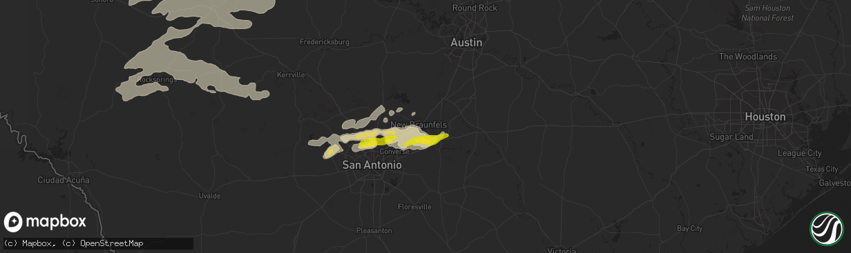 Hail map in New Braunfels, TX on March 9, 2013