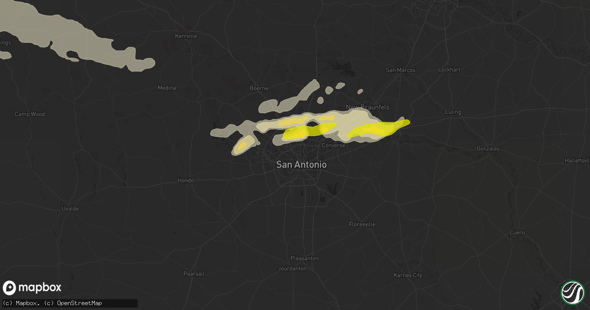 Hail map in San Antonio, TX on March 9, 2013