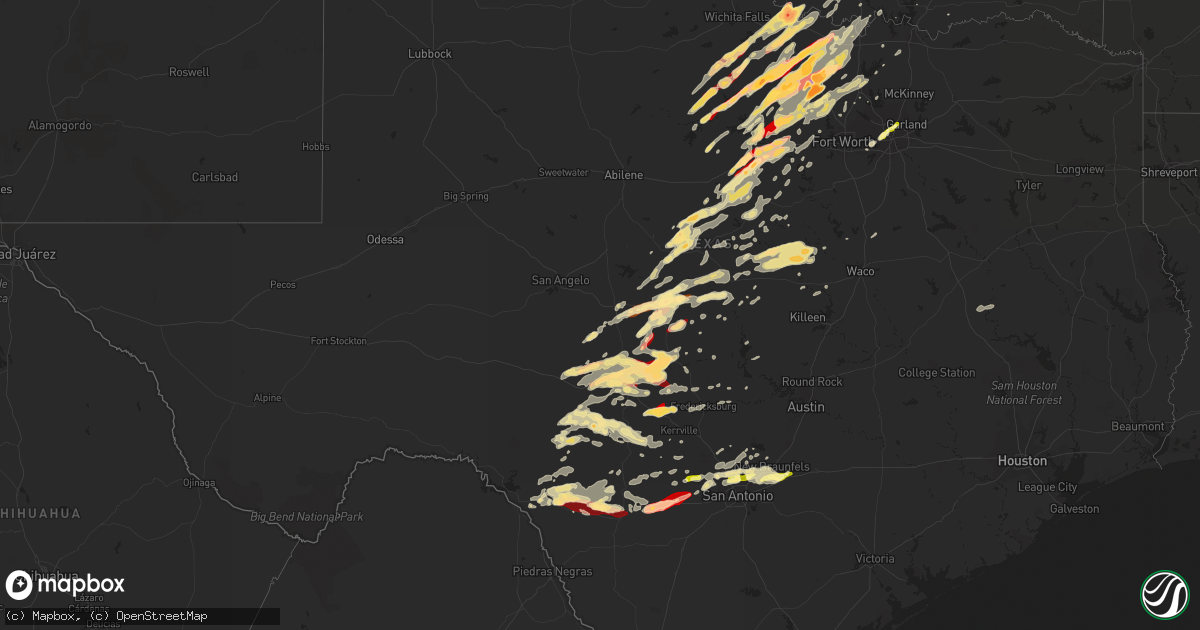 Hail map in Texas on March 9, 2013