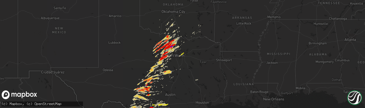Hail map on March 9, 2013