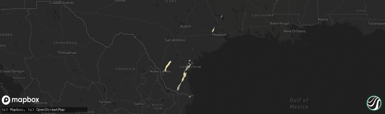 Hail map in Texas on March 9, 2016
