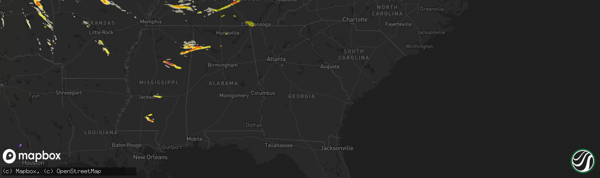 Hail map in Georgia on March 9, 2017