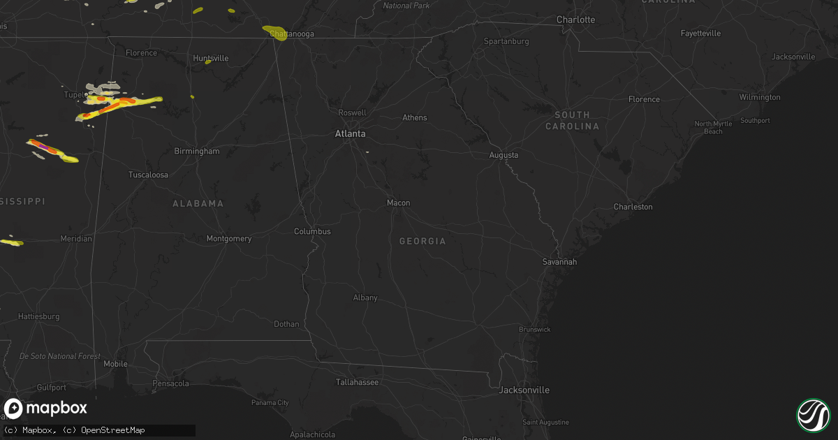 Hail map in Georgia on March 9, 2017