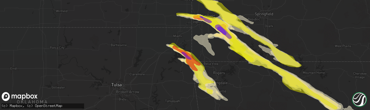 Hail map in Grove, OK on March 9, 2017