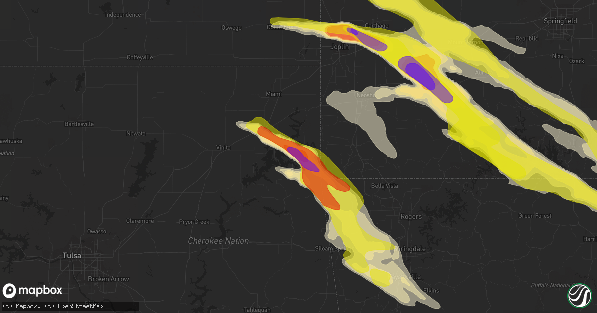 Hail map in Grove, OK on March 9, 2017