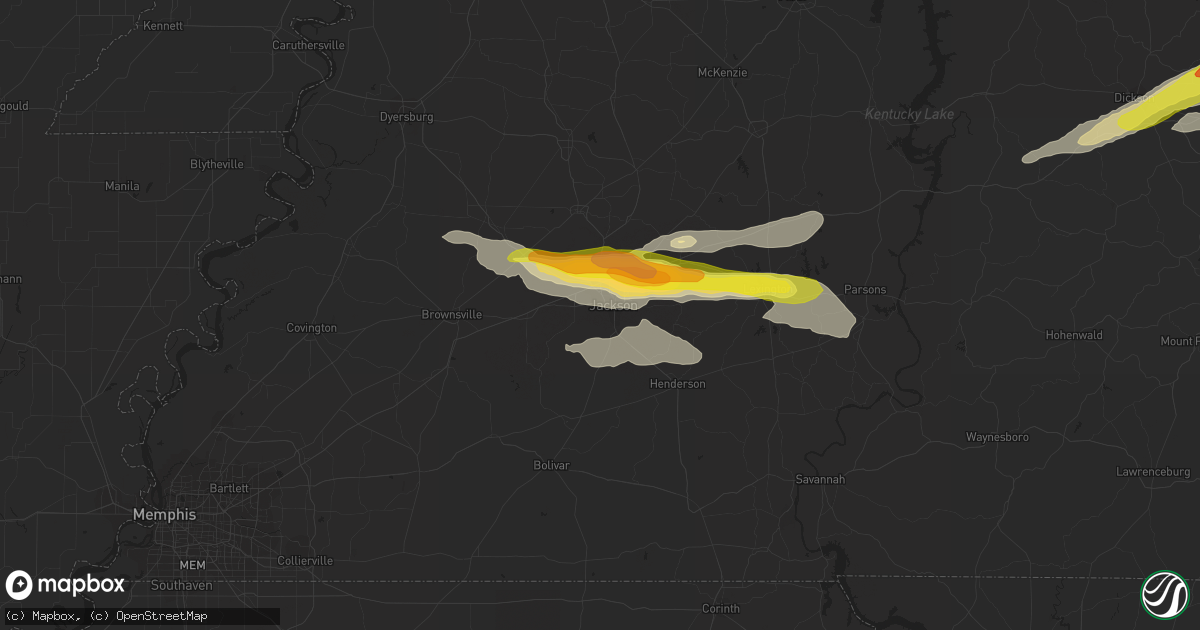 Hail map in Jackson, TN on March 9, 2017