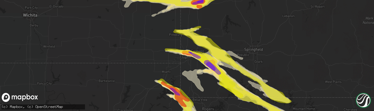 Hail map in Joplin, MO on March 9, 2017