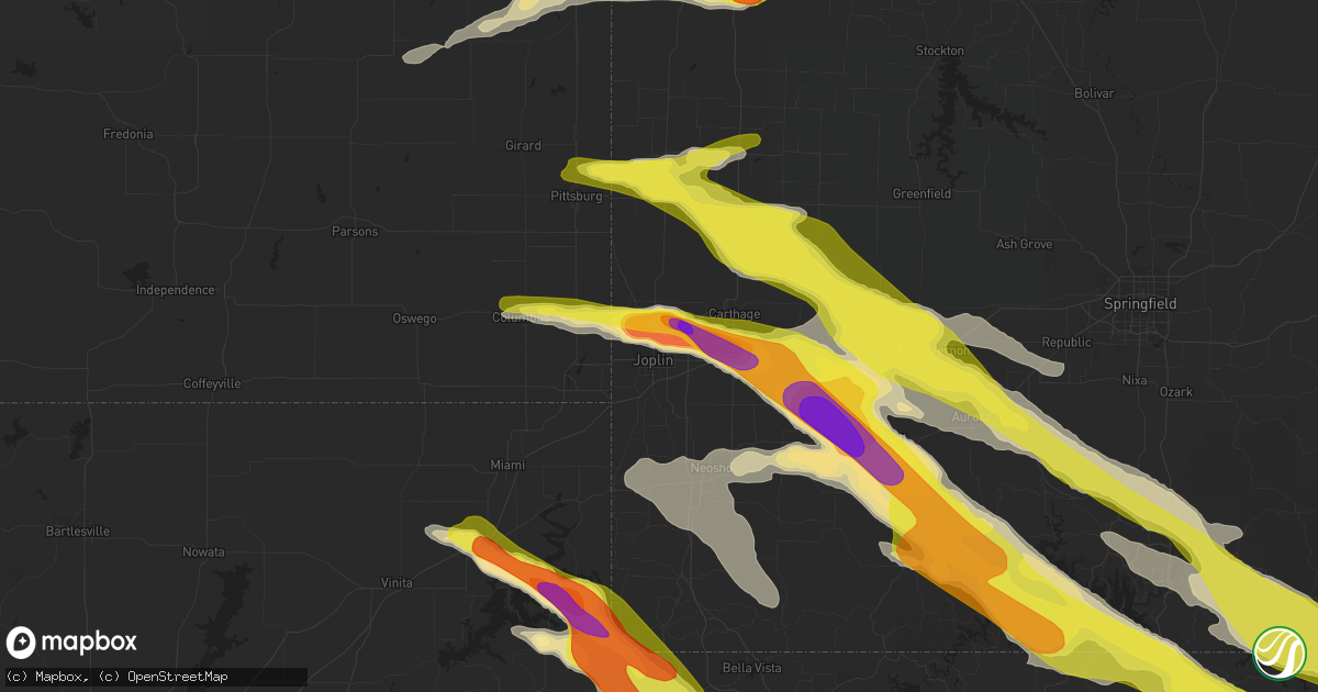 Hail map in Joplin, MO on March 9, 2017