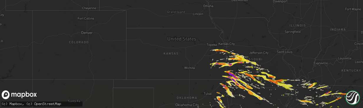 Hail map in Kansas on March 9, 2017