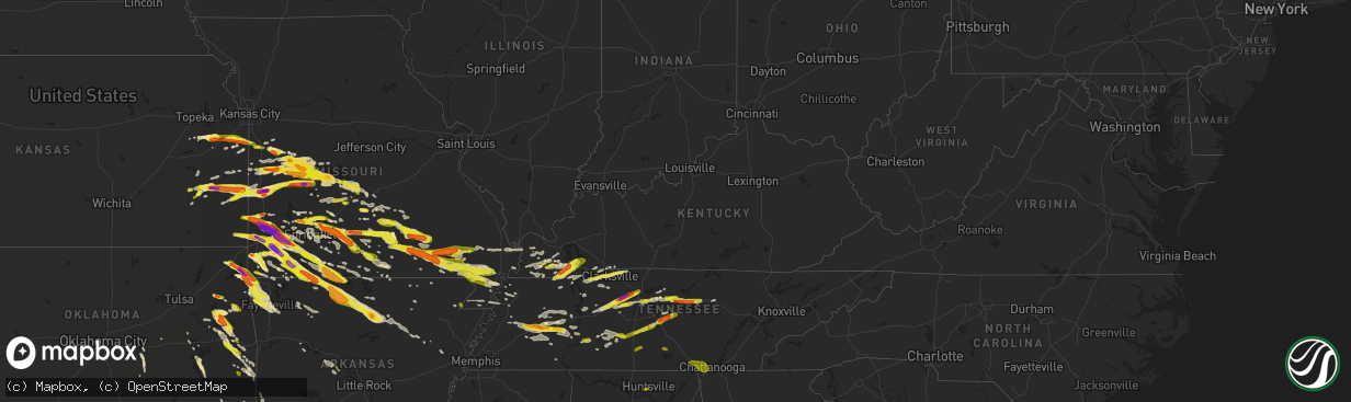 Hail map in Kentucky on March 9, 2017