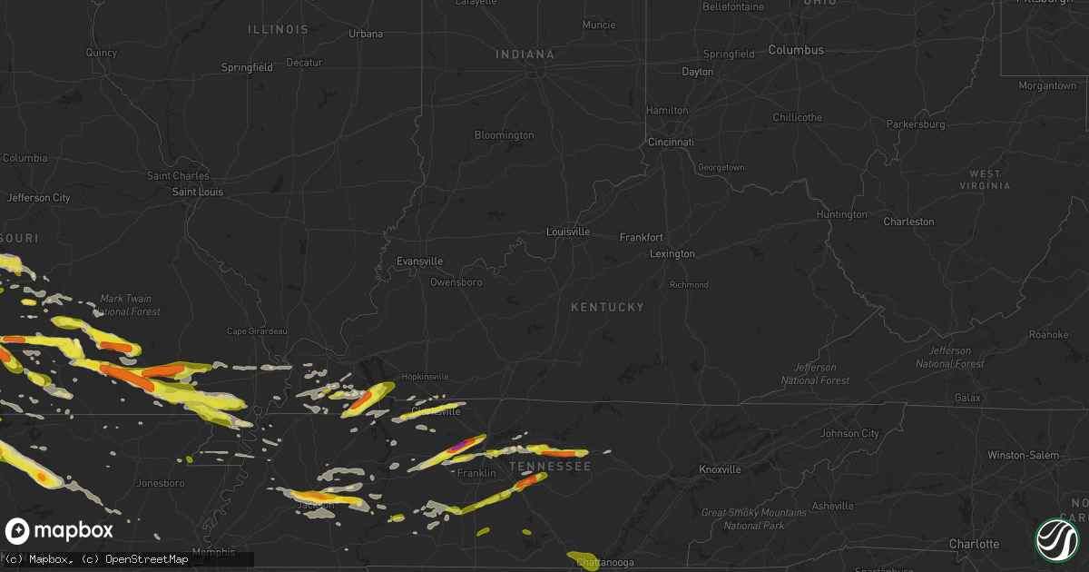Hail map in Kentucky on March 9, 2017