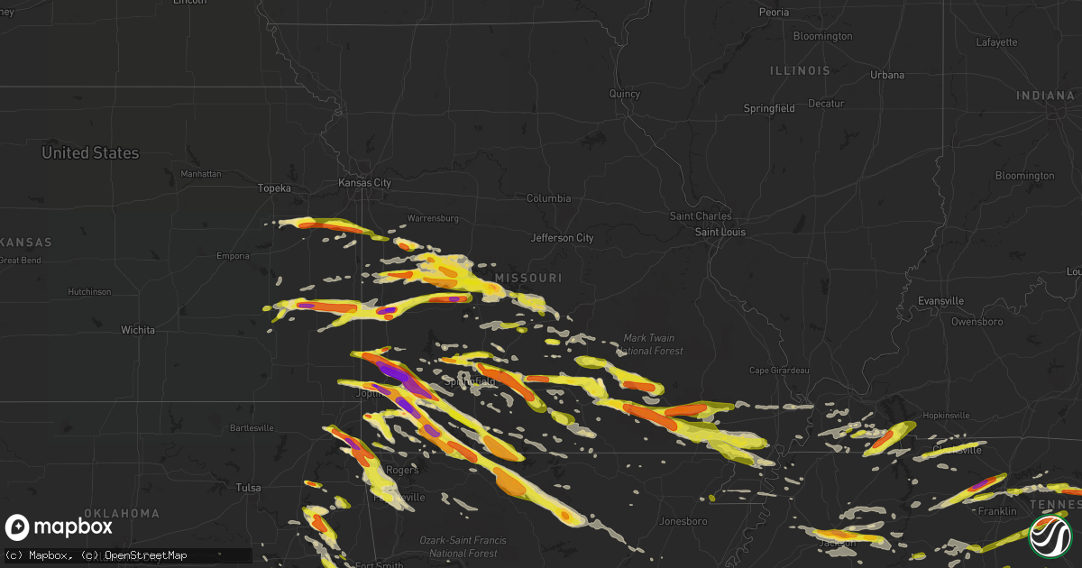 Hail map in Missouri on March 9, 2017