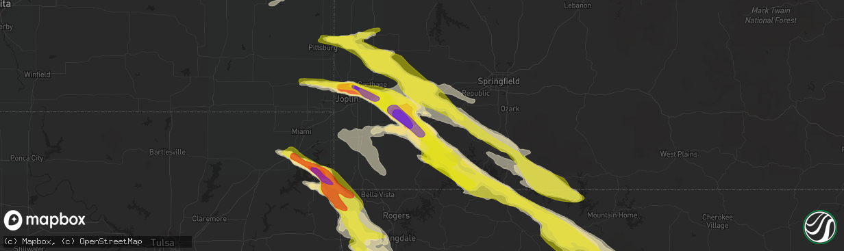 Hail map in Monett, MO on March 9, 2017