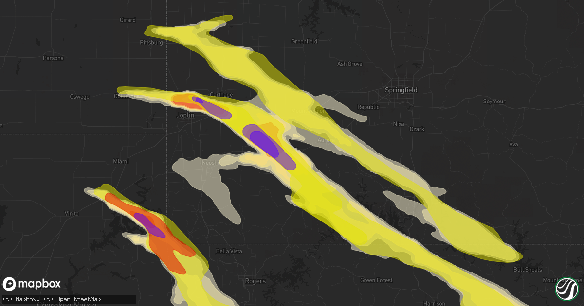 Hail map in Monett, MO on March 9, 2017