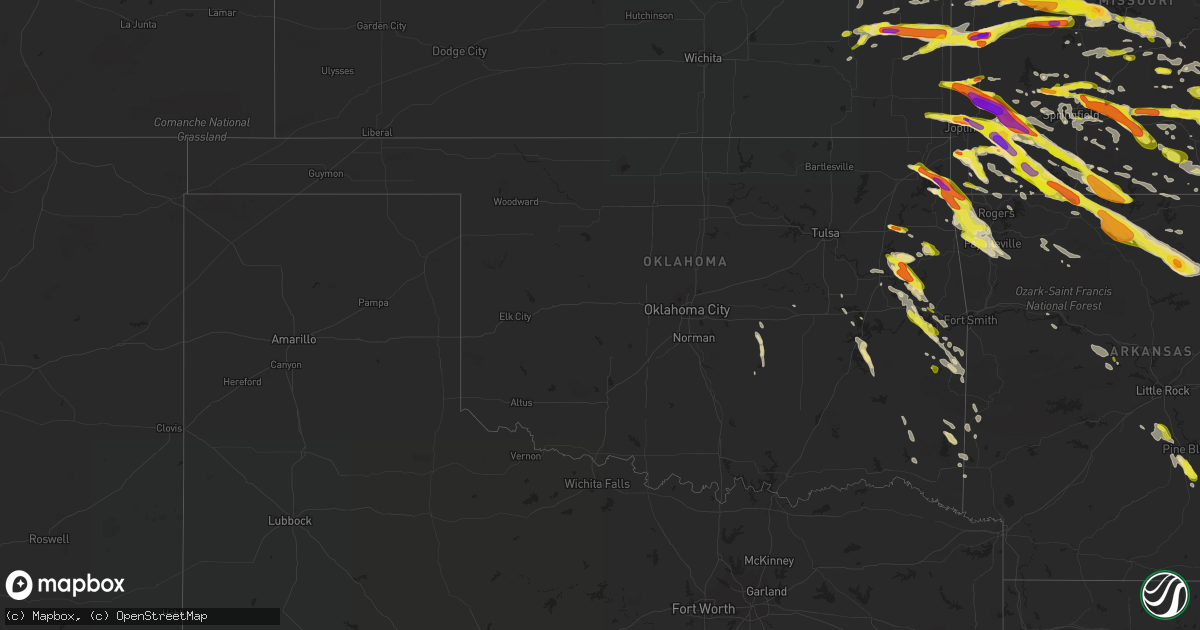 Hail map in Oklahoma on March 9, 2017