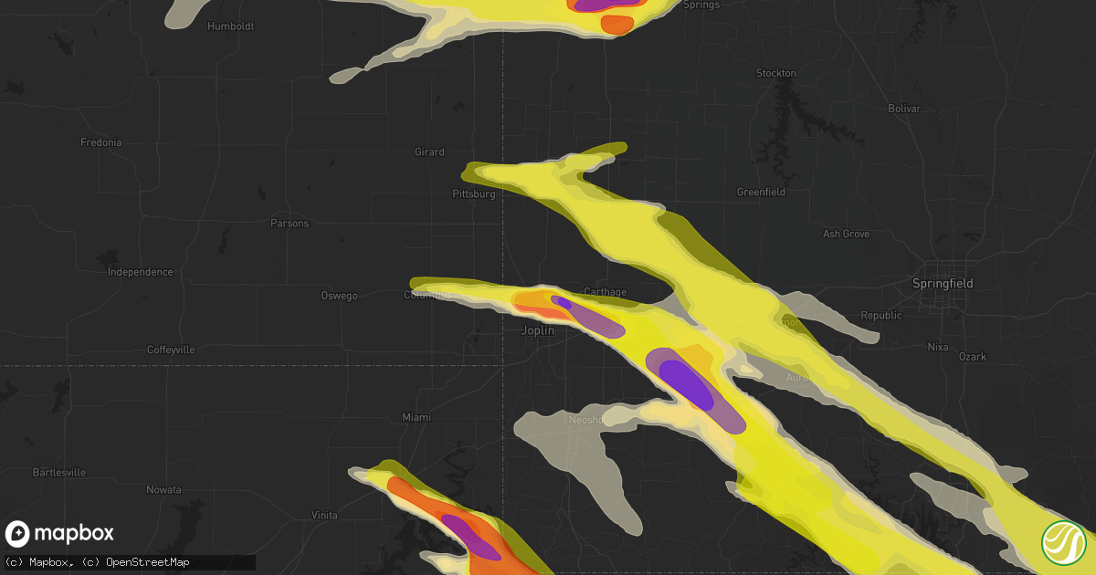 Hail map in Webb City, MO on March 9, 2017
