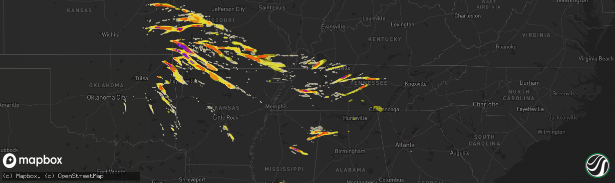 Hail map on March 9, 2017