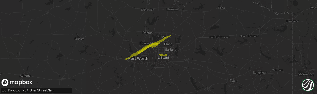 Hail map in Carrollton, TX on March 9, 2019