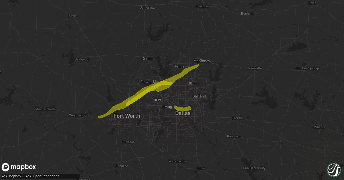 Hail map in Carrollton, TX on March 9, 2019