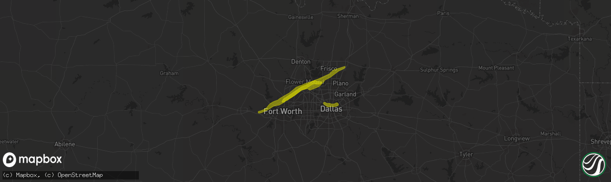 Hail map in Grapevine, TX on March 9, 2019