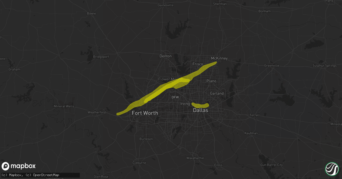 Hail map in Grapevine, TX on March 9, 2019