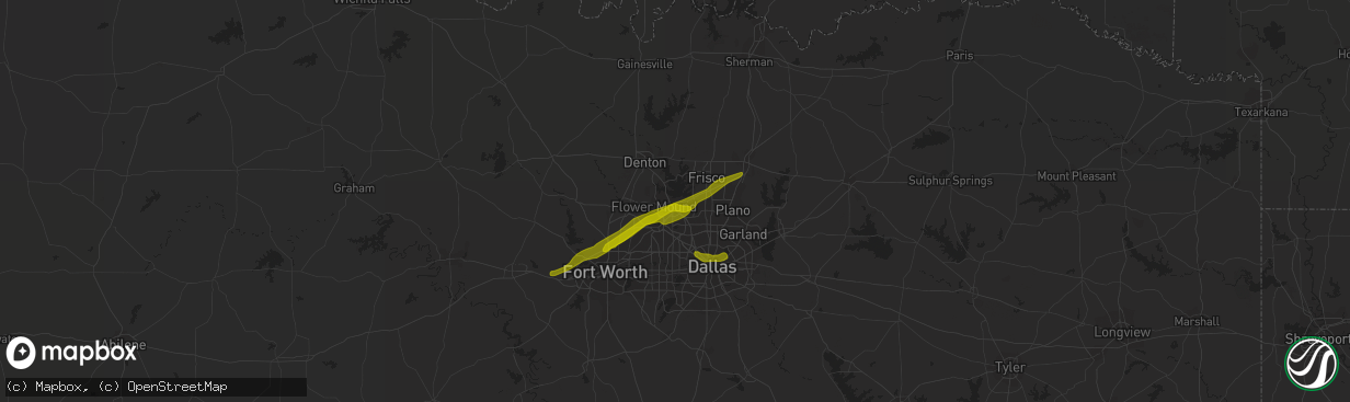 Hail map in Lewisville, TX on March 9, 2019