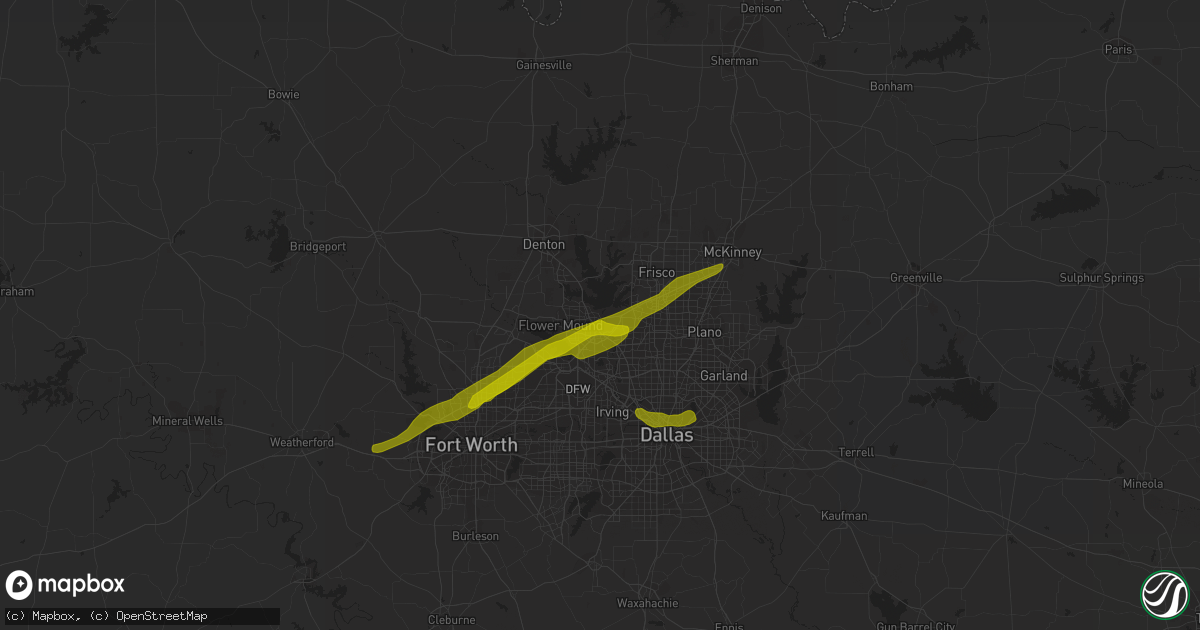 Hail map in Lewisville, TX on March 9, 2019