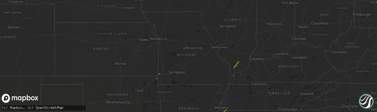 Hail map in Missouri on March 9, 2019