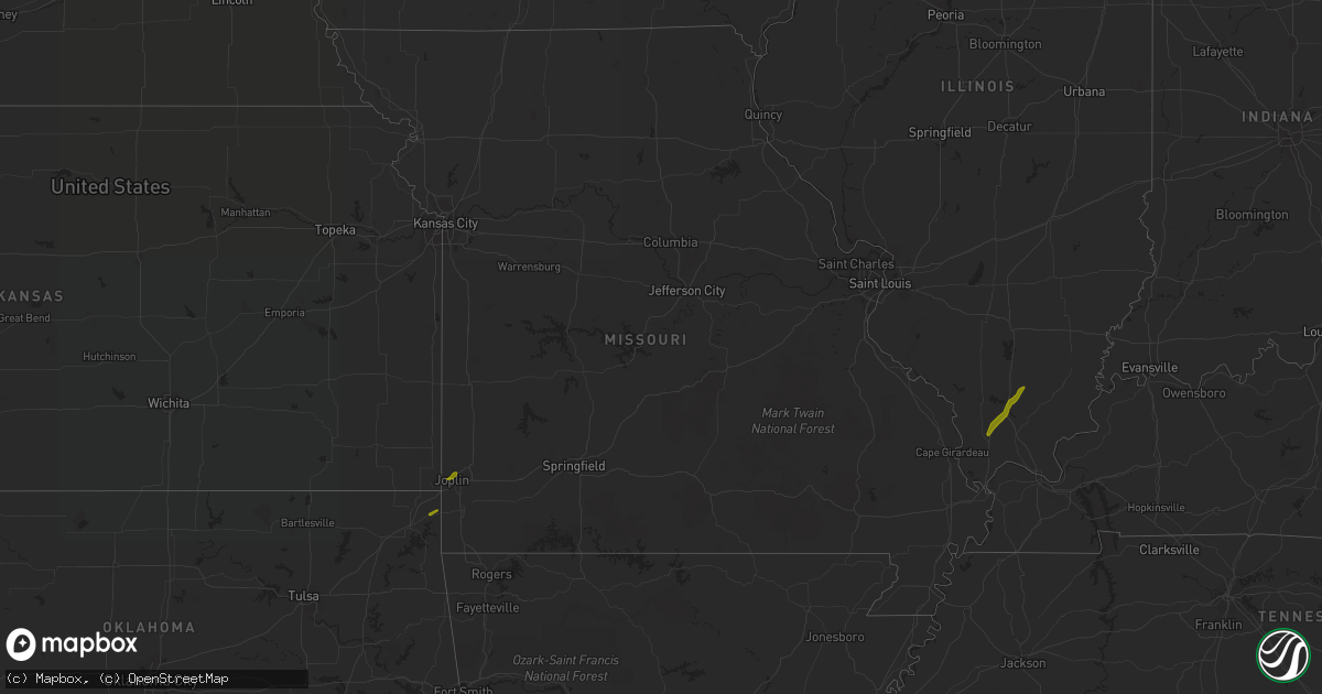 Hail map in Missouri on March 9, 2019