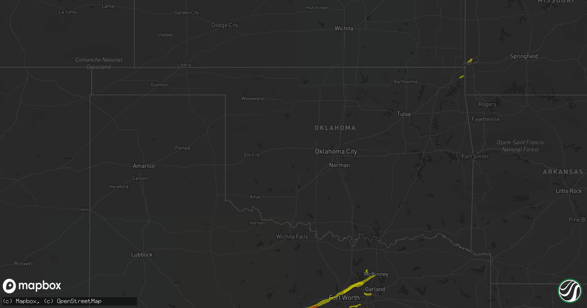 Hail map in Oklahoma on March 9, 2019