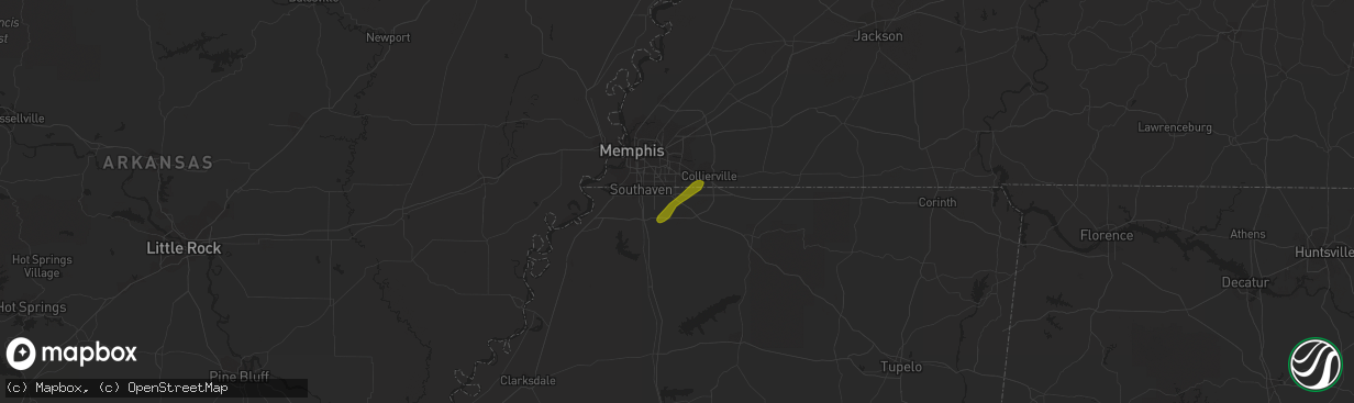 Hail map in Olive Branch, MS on March 9, 2019