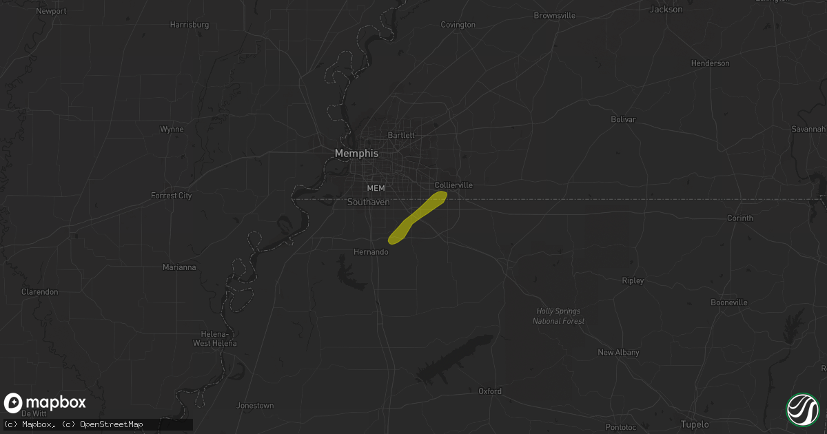 Hail map in Olive Branch, MS on March 9, 2019