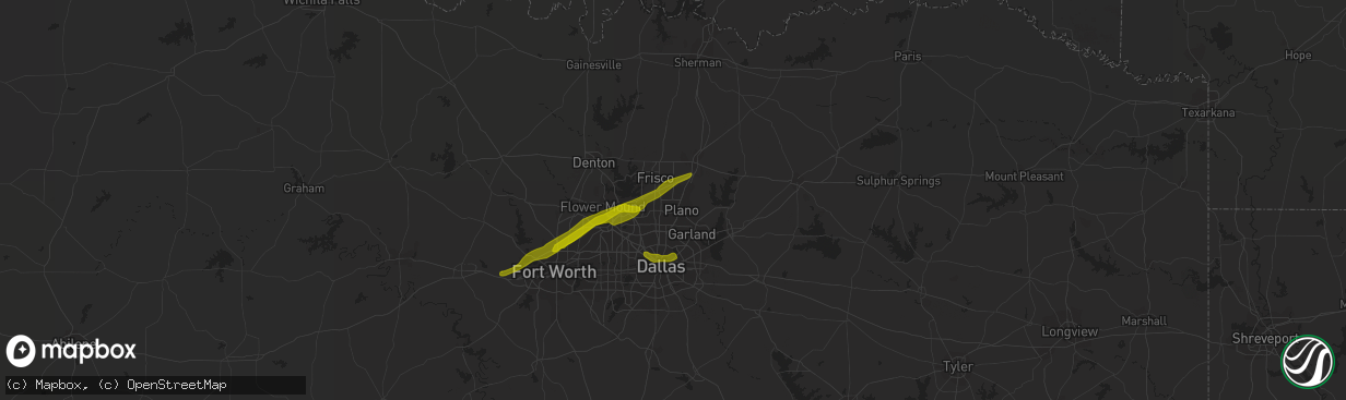 Hail map in Plano, TX on March 9, 2019