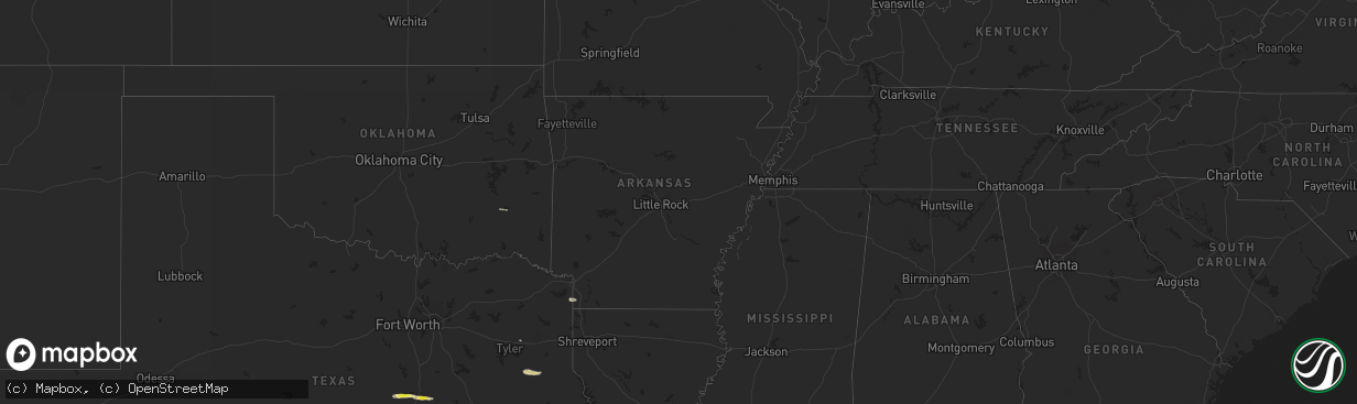 Hail map in Arkansas on March 9, 2023