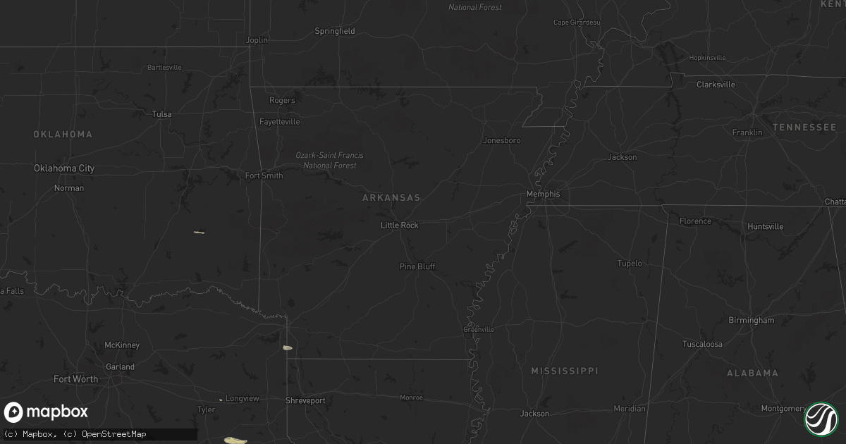 Hail map in Arkansas on March 9, 2023