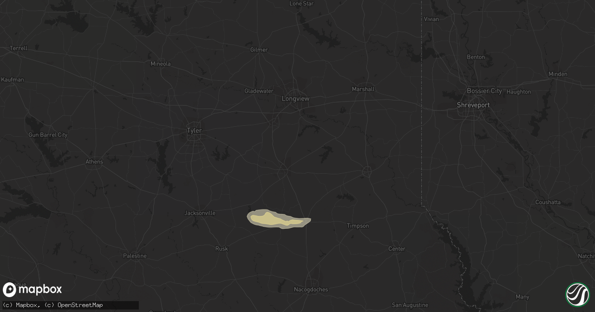 Hail map in Henderson, TX on March 9, 2023
