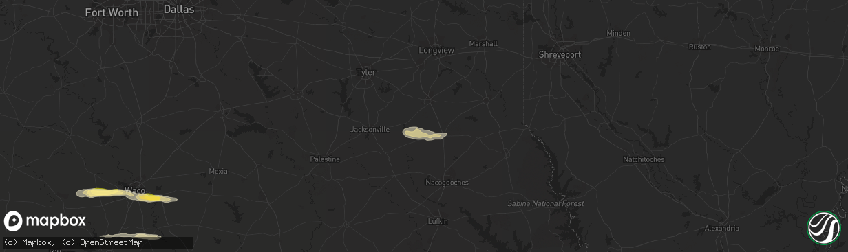 Hail map in Laneville, TX on March 9, 2023